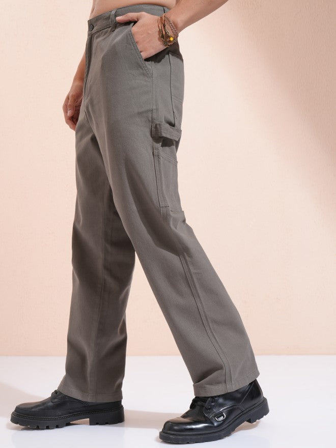 Purple By Highlander Men Grey Carpenter Fit Solid Cargo - Grey - Image 4