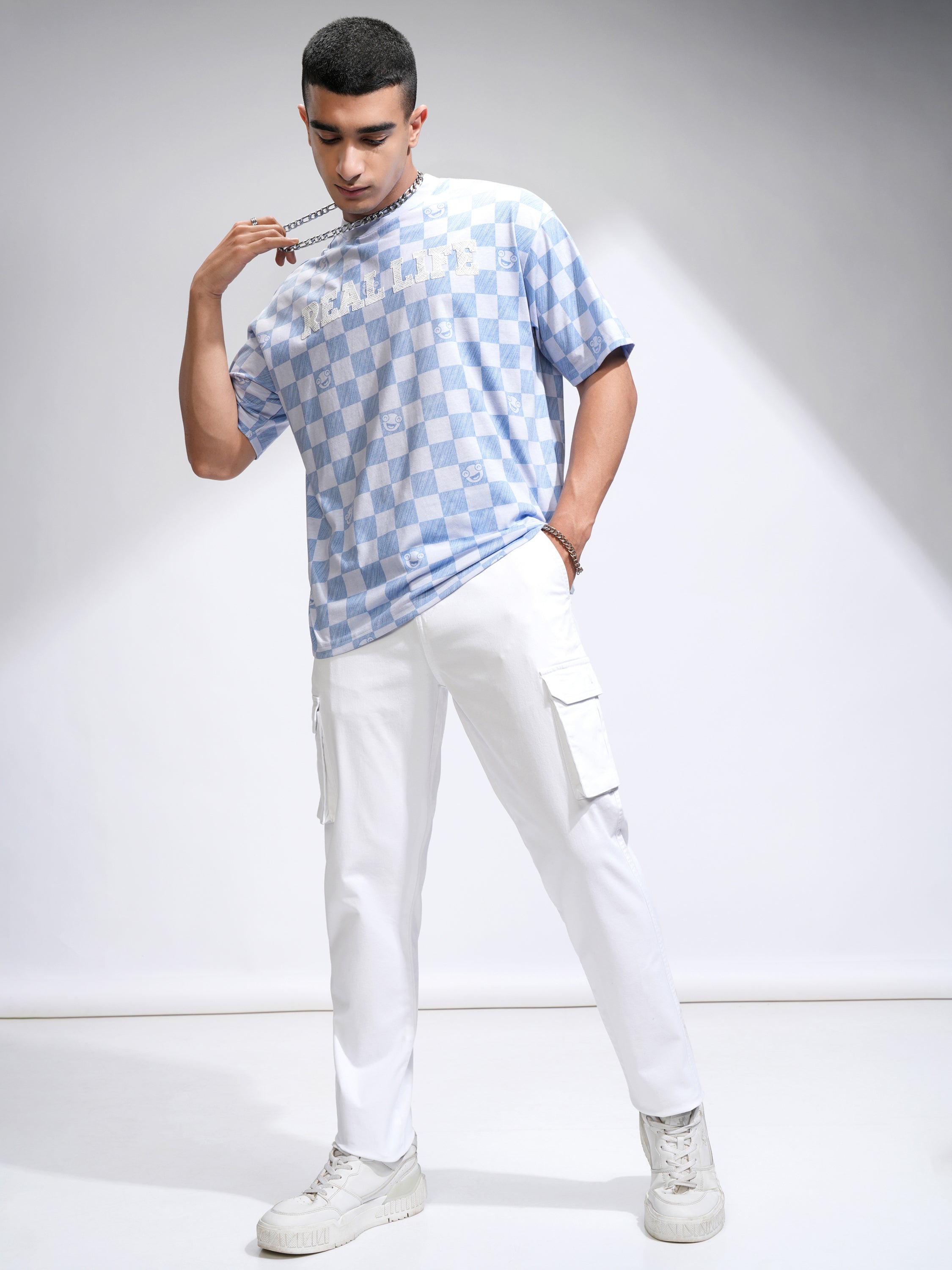 Purple By Highlander Men White Straight Fit Solid Cargo - White - Image 2