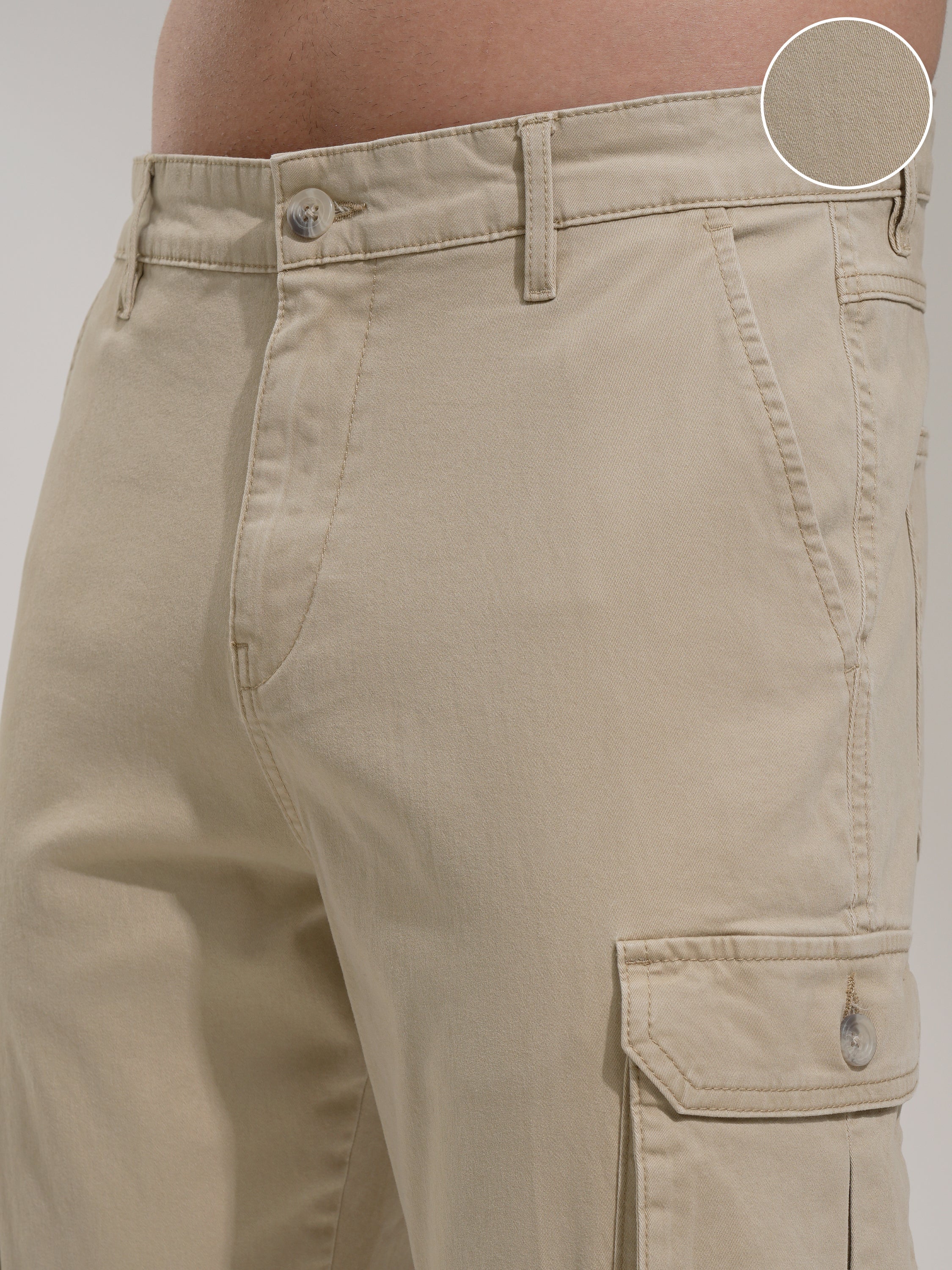 Purple By Highlander Men Grey Regular Fit Solid Cargo - Grey - Image 5