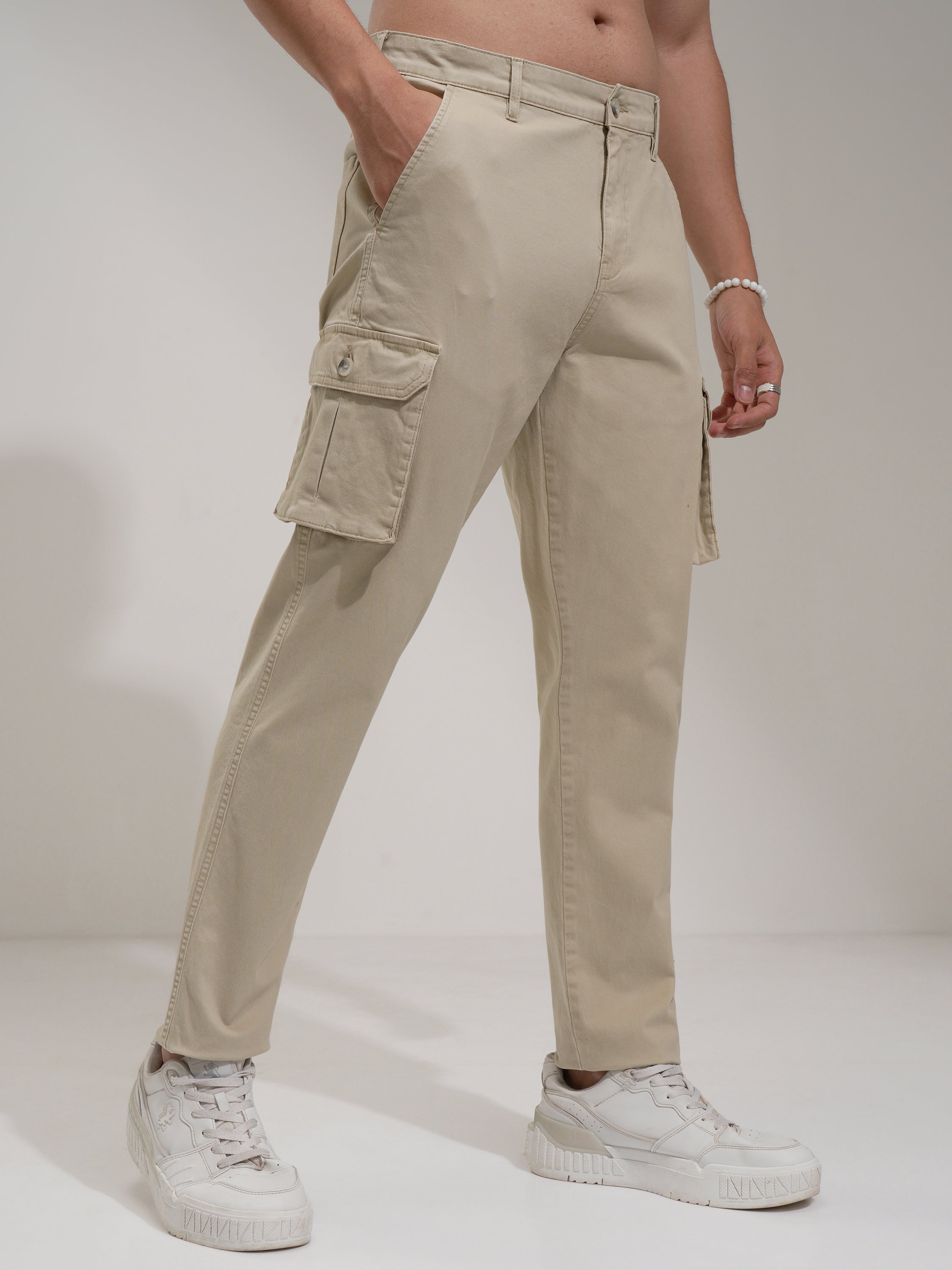 Purple By Highlander Men Grey Regular Fit Solid Cargo - Grey - Image 6