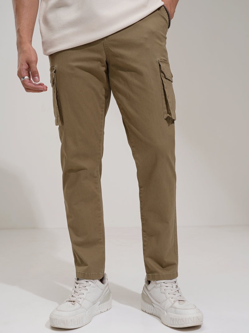 Purple By Highlander Men Brown Regular Fit Solid Cargo - Brown - Image 1