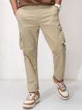 Purple By Highlander Men Khaki Tapered Fit Solid Cargo - Khaki - Image 1