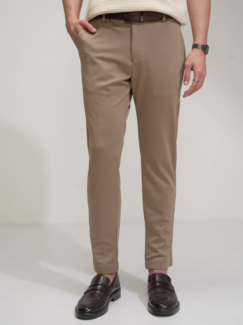 Purple By Highlander Men Khaki Slim Fit Solid Chinos - Khaki - Image 1