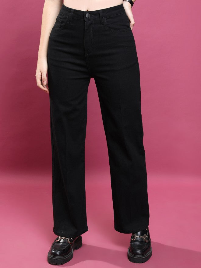 Tokyo Talkies Women Black Flared Stretchable Jeans - Black - Image 1