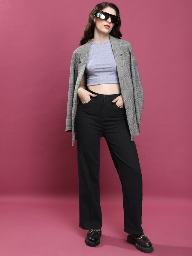 Tokyo Talkies Women Black Flared Stretchable Jeans - Black - Image 2