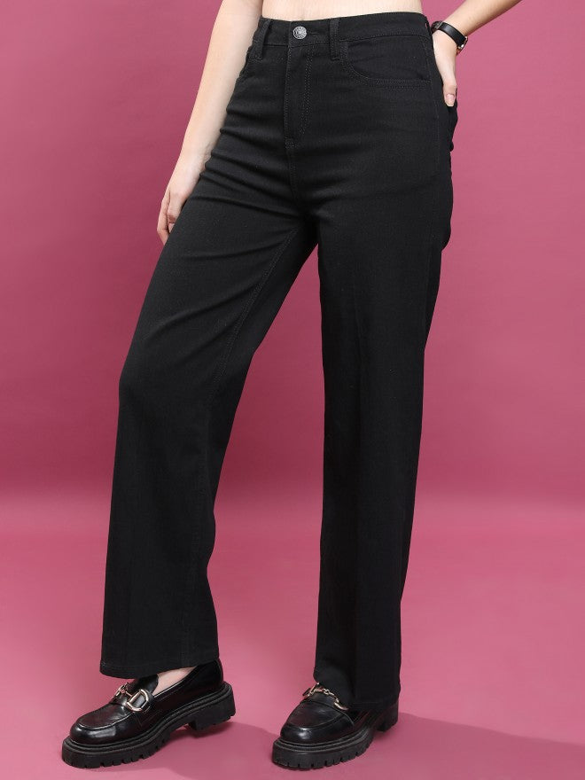 Tokyo Talkies Women Black Flared Stretchable Jeans - Black - Image 4