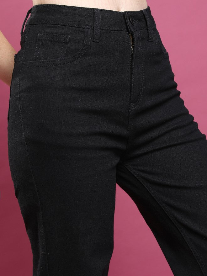 Tokyo Talkies Women Black Flared Stretchable Jeans - Black - Image 5