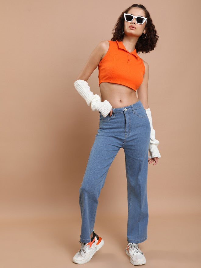 Tokyo Talkies Women Blue Flared Stretchable Jeans - Blue - Image 2