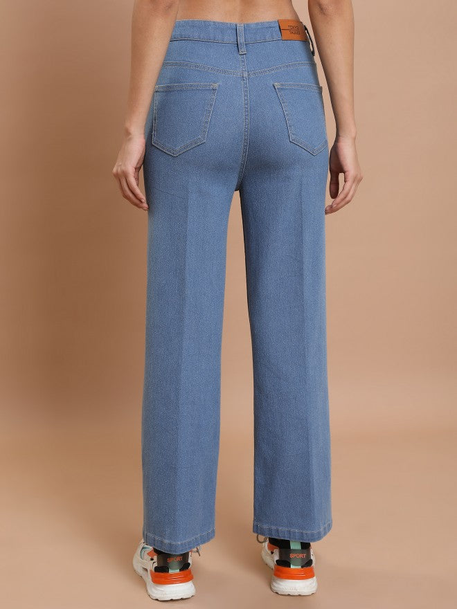 Tokyo Talkies Women Blue Flared Stretchable Jeans - Blue - Image 3