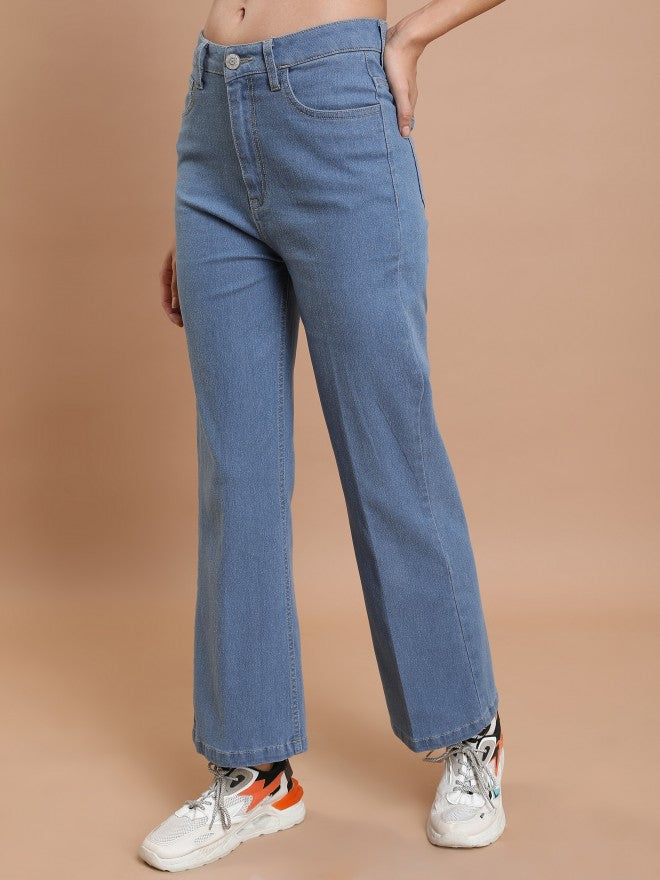 Tokyo Talkies Women Blue Flared Stretchable Jeans - Blue - Image 4