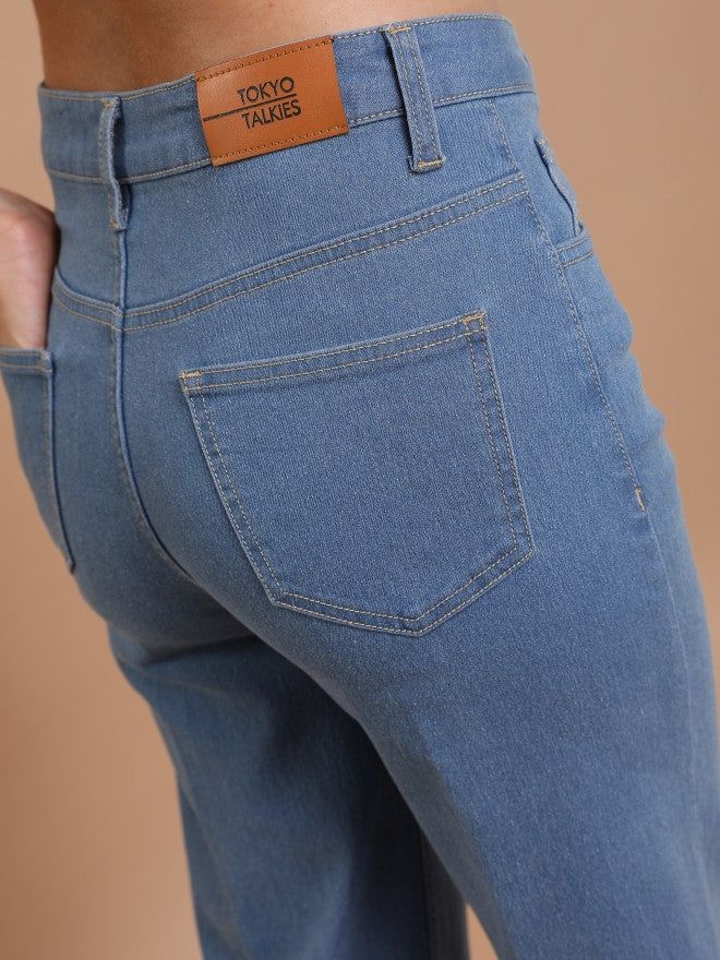 Tokyo Talkies Women Blue Flared Stretchable Jeans - Blue - Image 5