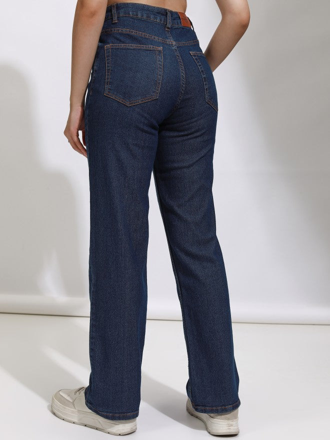 Tokyo Talkies Women Blue Straight Fit Stretchable Jeans - Blue - Image 3
