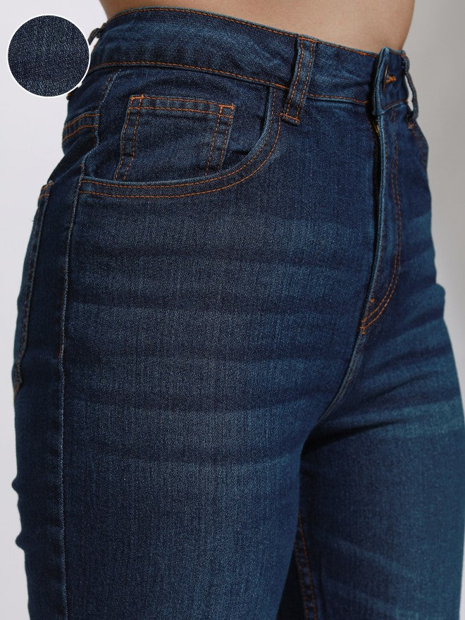 Tokyo Talkies Women Blue Straight Fit Stretchable Jeans - Blue - Image 5