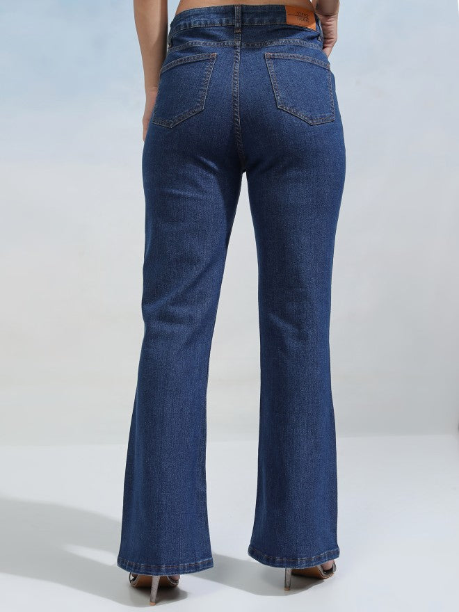 Tokyo Talkies Women Blue Bootcut Stretchable Jeans - Blue - Image 3