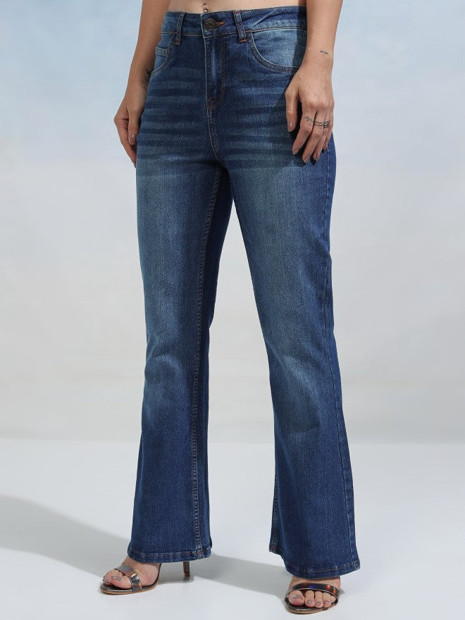 Tokyo Talkies Women Blue Bootcut Stretchable Jeans - Blue - Image 4
