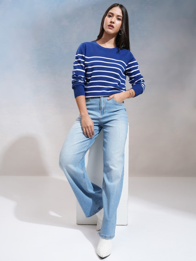 Tokyo Talkies Women Blue Wide Leg Stretchable Jeans - Blue - Image 2