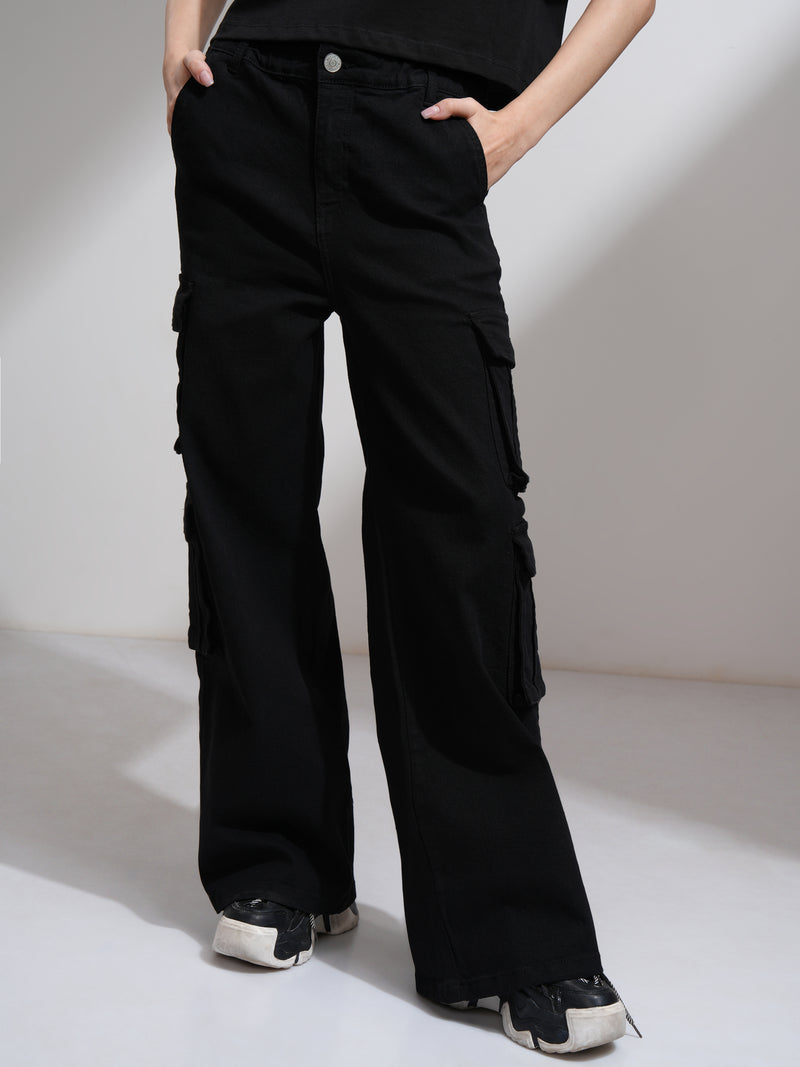 Tokyo Talkies Women Black Straight Fit Stretchable Jeans - Black - Image 1