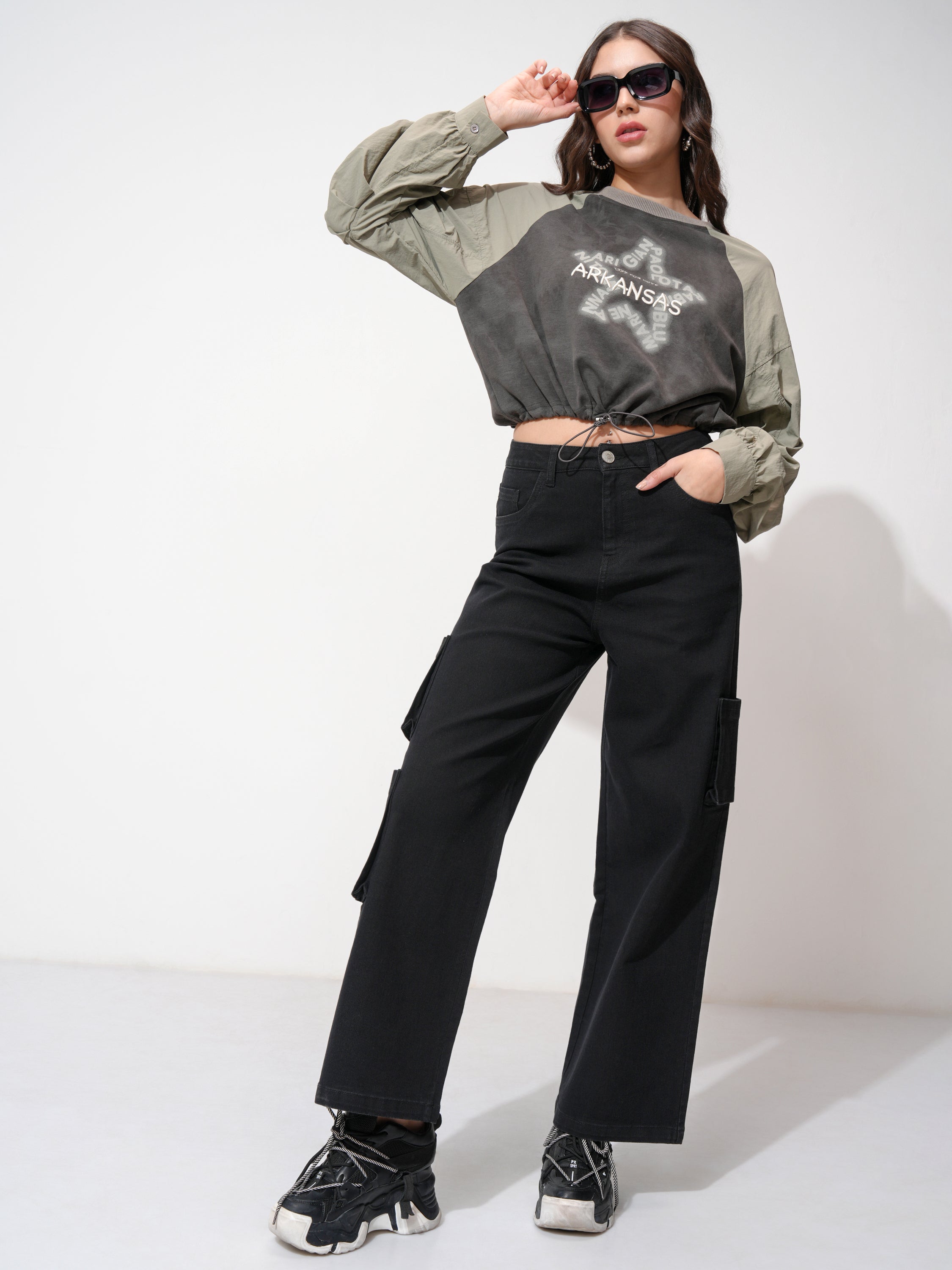 Tokyo Talkies Women Black Wide Leg Stretchable Jeans - Black - Image 2