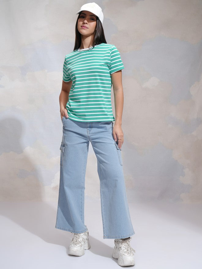 Tokyo Talkies Women Blue Wide Leg Stretchable Jeans - Blue - Image 2