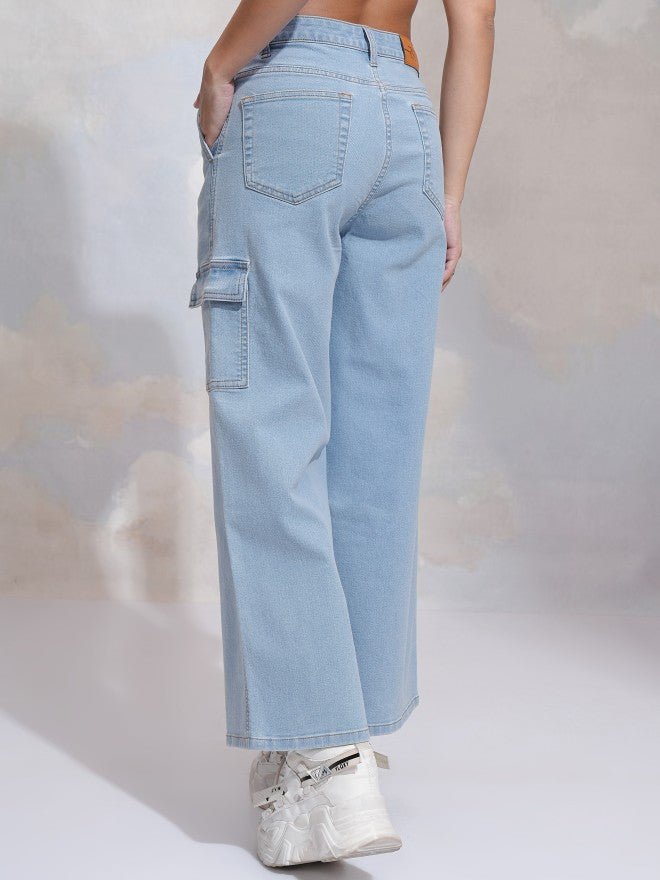 Tokyo Talkies Women Blue Wide Leg Stretchable Jeans - Blue - Image 3