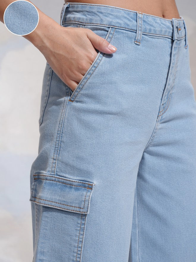 Tokyo Talkies Women Blue Wide Leg Stretchable Jeans - Blue - Image 5