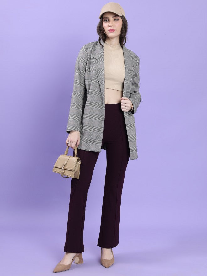 Tokyo Talkies Women Purple Solid Bootcut Casual Trouser - Purple - Image 2