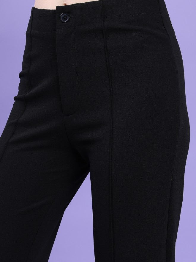 Tokyo Talkies Women Black Solid Bootcut Casual Trouser - Black - Image 5