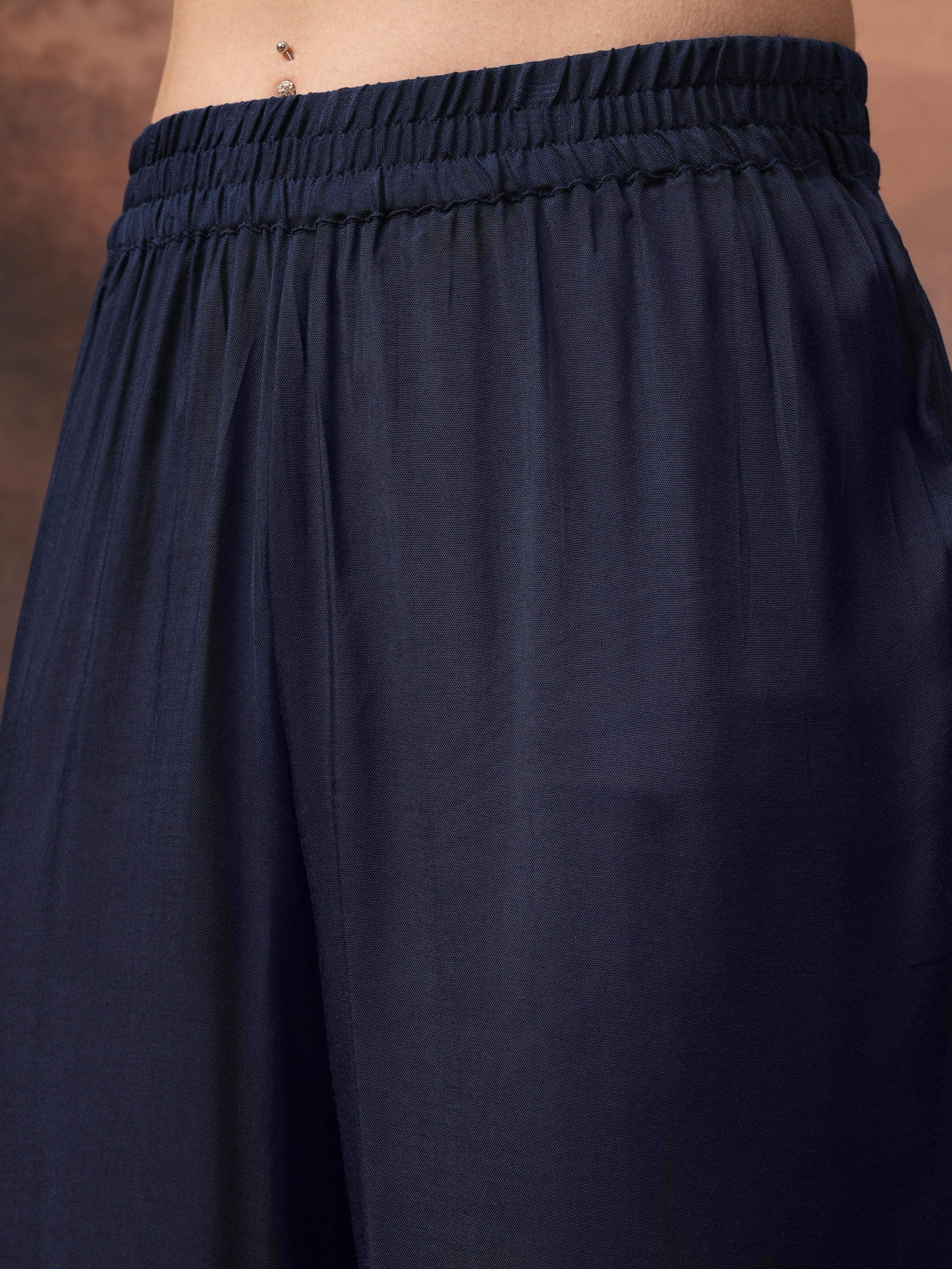 Vishudh Women Purple Embroidered Kurta With Palazzo And Dupatta - Purple - Image 8