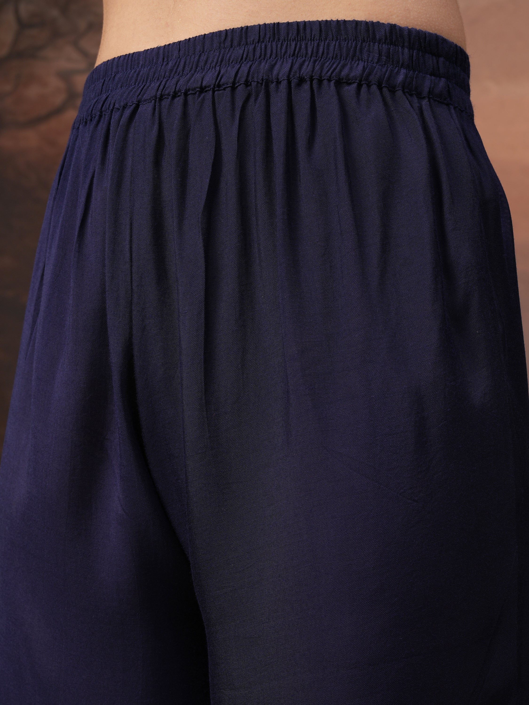 Vishudh Women Purple Embroidered Kurta With Palazzo And Dupatta - Purple - Image 8