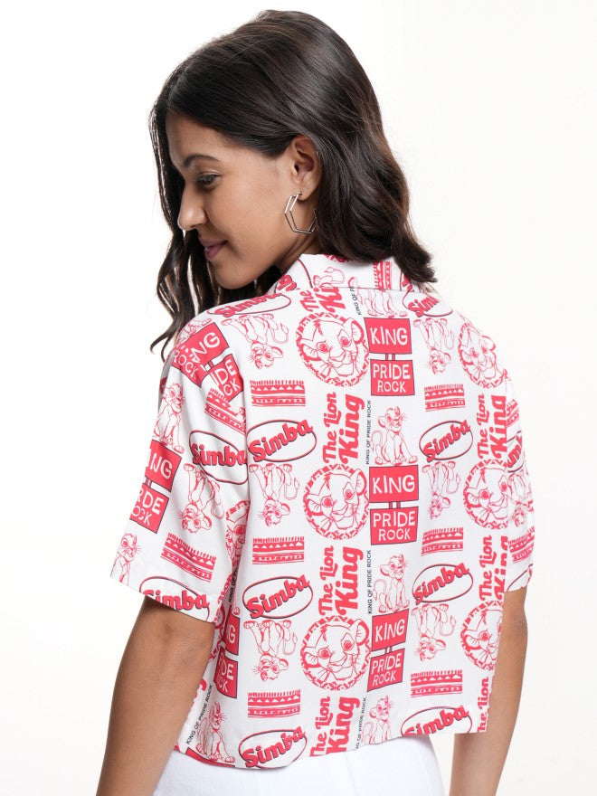 Disney By Tokyo Talkies Women White Lion King Printed Casual Shirt - White - Image 3