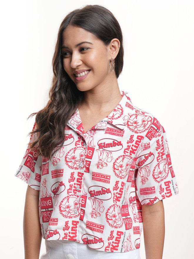 Disney By Tokyo Talkies Women White Lion King Printed Casual Shirt - White - Image 4