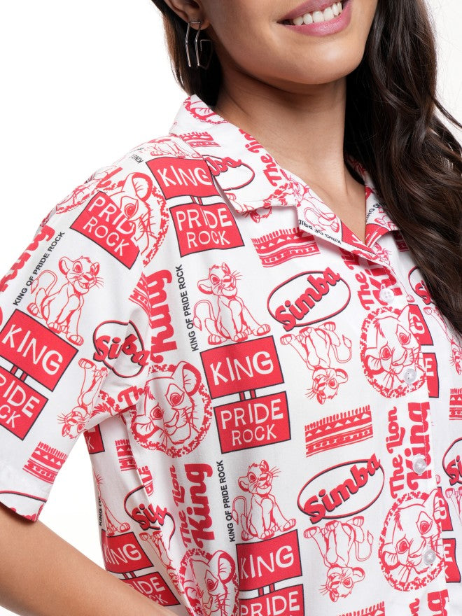 Disney By Tokyo Talkies Women White Lion King Printed Casual Shirt - White - Image 5