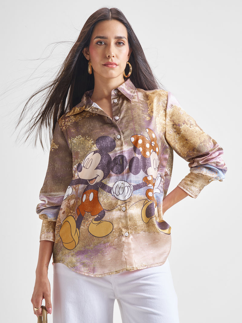 Disney By Tokyo Talkies Women Multi Mickey Mouse Printed Casual Shirt - Multi - Image 1