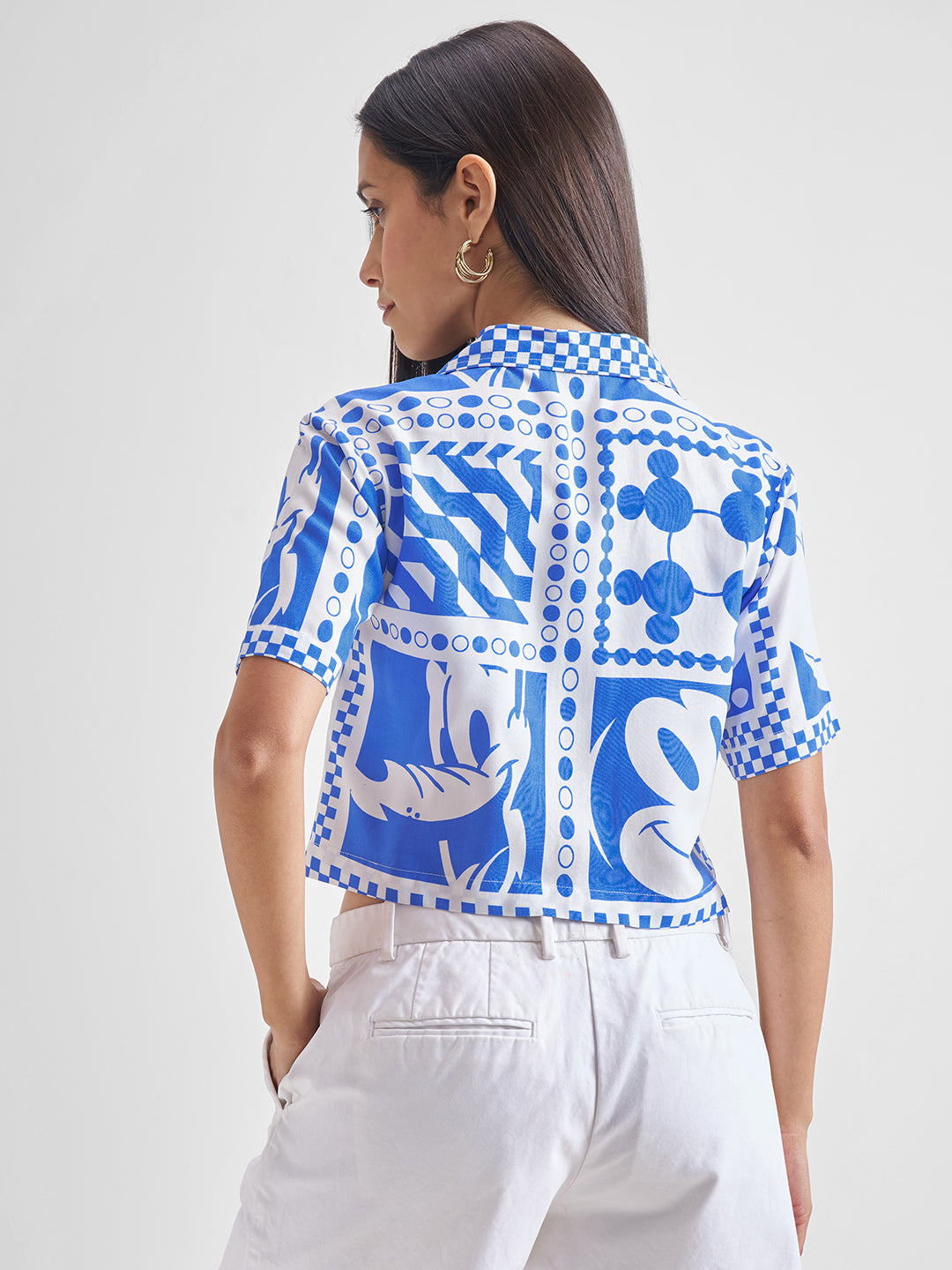 Disney By Tokyo Talkies Women White Mickey Mouse Printed Casual Shirt - White - Image 3