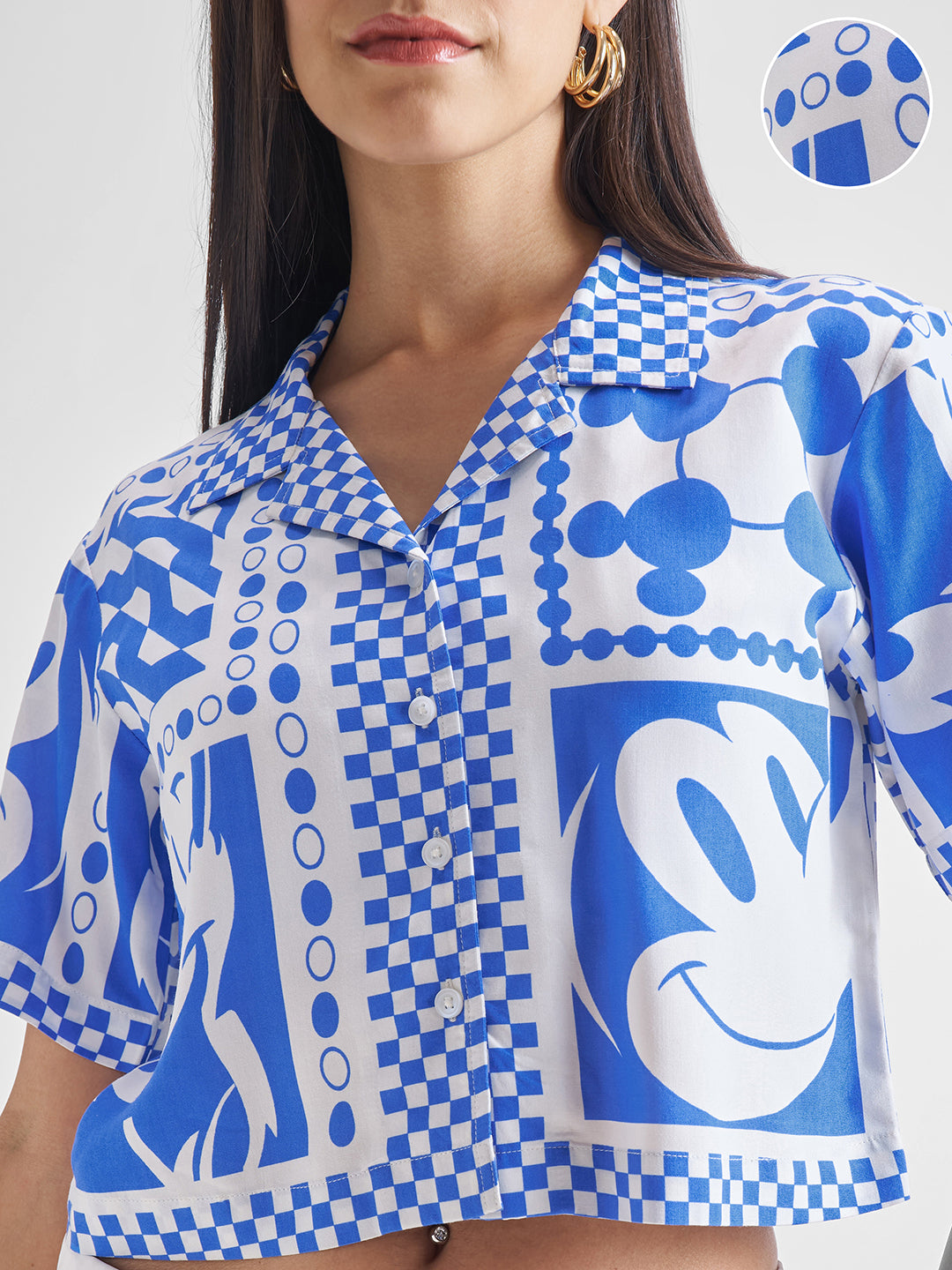 Disney By Tokyo Talkies Women White Mickey Mouse Printed Casual Shirt - White - Image 5