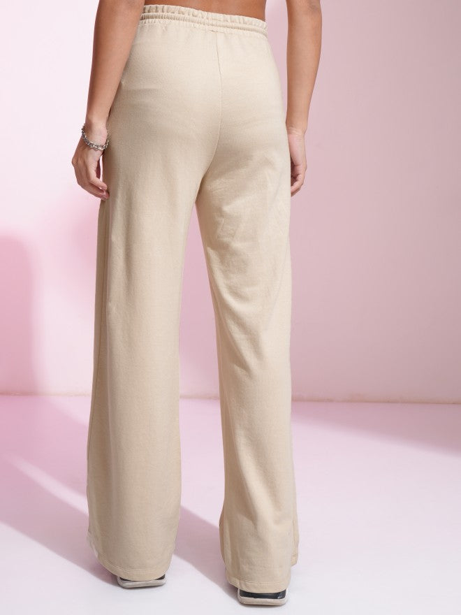 Disney By Tokyo Talkies Women Beige Mickey Mouse Straight Fit Track Pant - Beige - Image 3