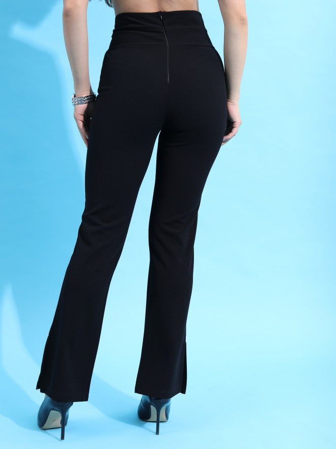 Tokyo Talkies Women Black Solid Skinny Fit Casual Trouser - Black - Image 3