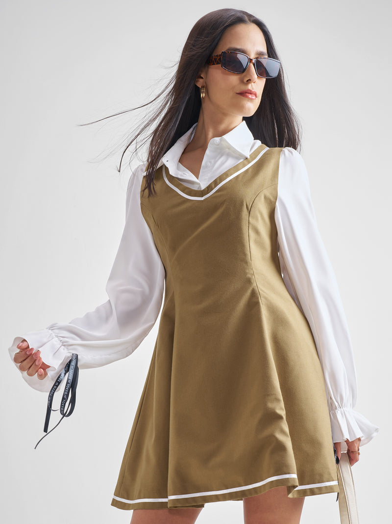 ESPYR By Tokyo Talkies Women Solid Shirt Dress - Brown - Image 1