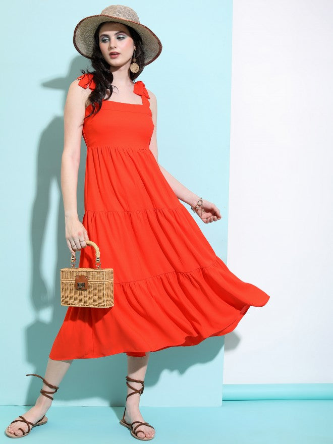 Tokyo Talkies Women Red Solid A-Line Dress - Red - Image 1