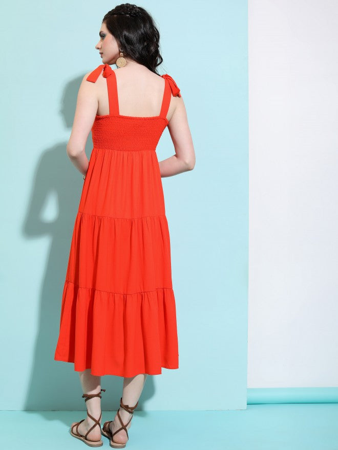 Tokyo Talkies Women Red Solid A-Line Dress - Red - Image 3