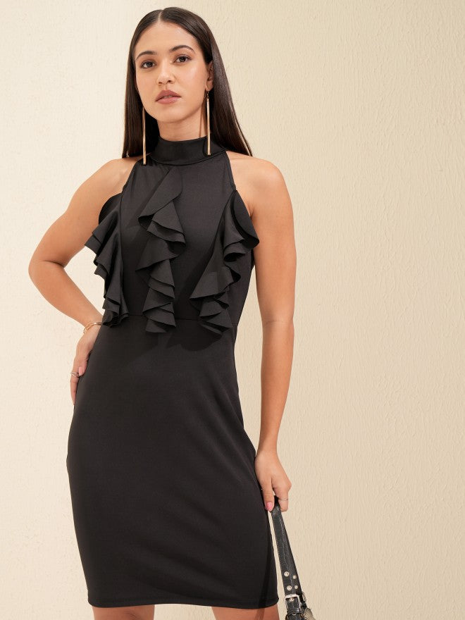 Tokyo Talkies Women Black Solid Bodycon Dress - Black - Image 1