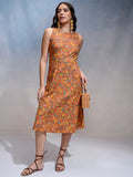 Tokyo Talkies Women Rust Printed A-Line Dress - Rust - Image 1