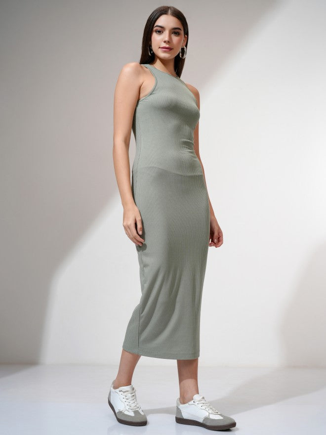 Tokyo Talkies Women Olive Solid Bodycon Dress - Olive - Image 5