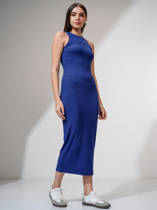 Tokyo Talkies Women Blue Solid Bodycon Dress - Blue - Image 5