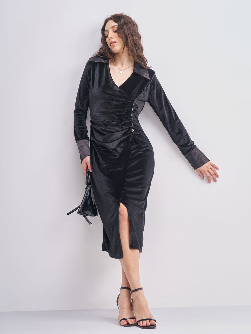 Tokyo Talkies Women Black Solid Sheath Dress - Black - Image 1