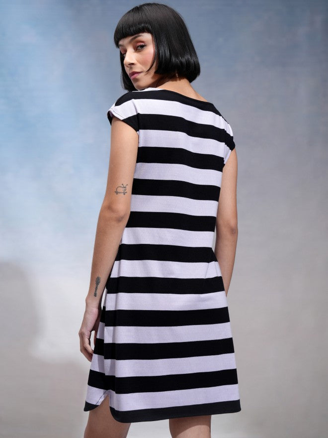 Tokyo Talkies Women Black Striped Sheath Dress - Black - Image 3