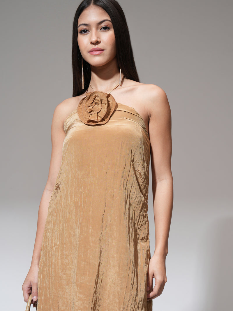 Tokyo Talkies Women Brown Solid A-Line Dress - Brown - Image 1