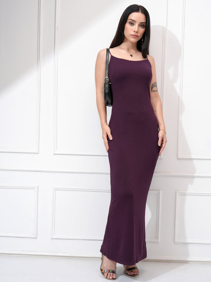 Tokyo Talkies Women Burgundy Solid Bodycon Dress - Burgundy - Image 1