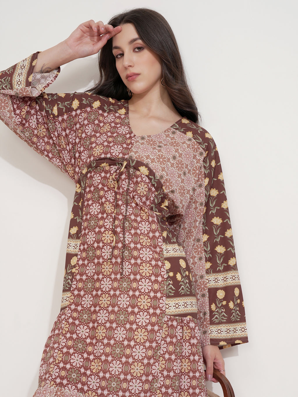 Tokyo Talkies Women Olive Printed Maxi Dress - Olive - Image 1