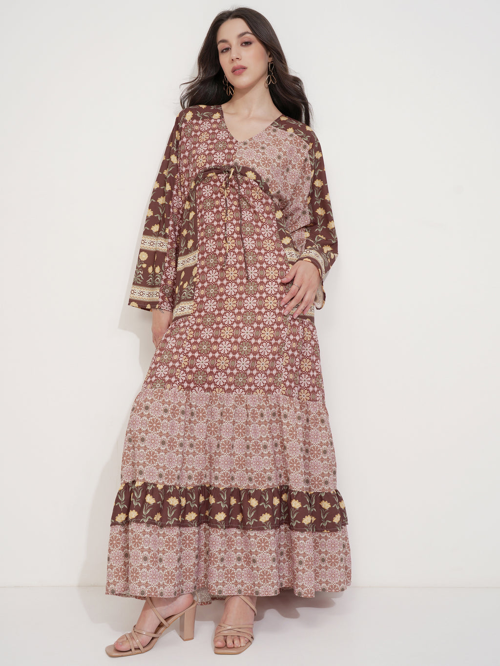 Tokyo Talkies Women Olive Printed Maxi Dress - Olive - Image 2